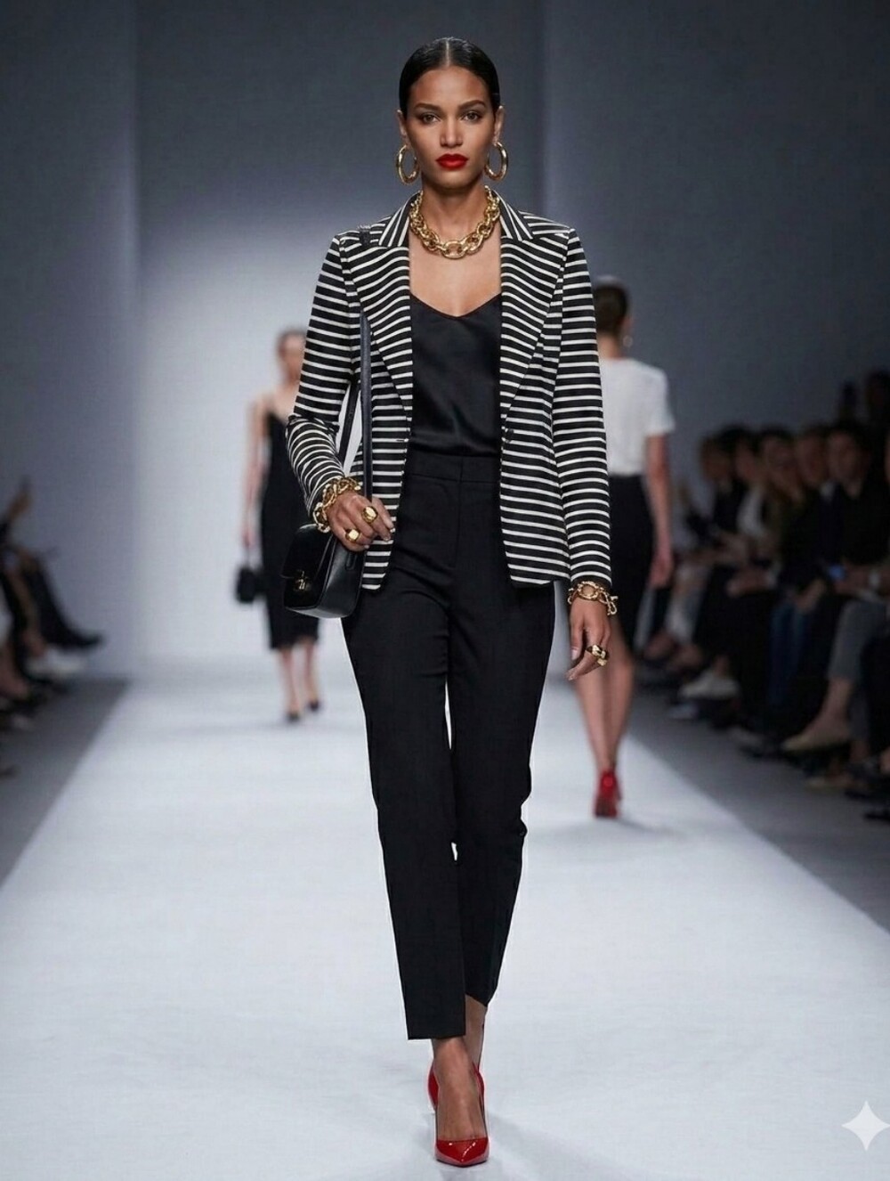 The Limited Black & White Striped Blazer
